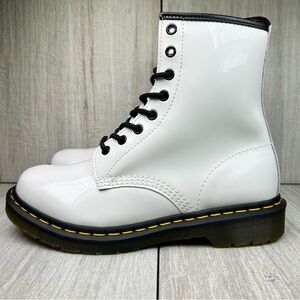 NEW Dr. Martens Docs 11821 White Patent Leather Combat Boot Women’s Size 9 10